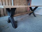 Massief eiken eettafel | X-poot | 260x100 | 55mm blad, Huis en Inrichting, Tafels | Eettafels, 200 cm of meer, 100 tot 150 cm