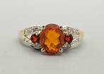 Gouden Vintage ring  edelsteen citrien en diamant. 2025/398., ., Geel, Ophalen of Verzenden, Zo goed als nieuw