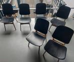 Retro stoelen, Louis van Teeffelen? zwarte skai bekleding, Huis en Inrichting, Stoelen, Ophalen, Gebruikt, Zwart, Vijf, Zes of meer stoelen