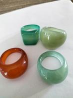 4 Oude Chinese edelstenen ringen., Sieraden, Tassen en Uiterlijk, Antieke sieraden, Verzenden, Overige materialen, Ring