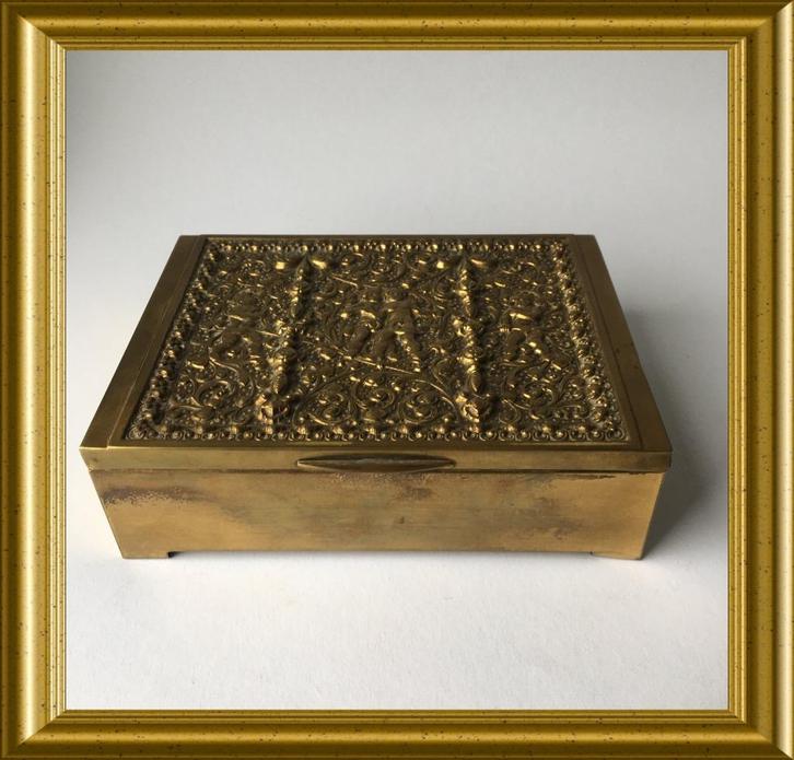 Oud koperen doosje, sigarendoosje: Erhard & Sohne, Antiek en Kunst, Antiek | Woonaccessoires, Ophalen of Verzenden