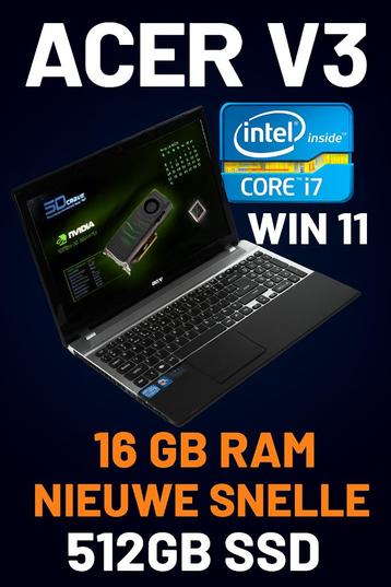 School Tip ZGAN Acer i7 + Nwe 512 Gb SSD + 16Gb + Garantie beschikbaar voor biedingen
