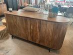 Magazijn leegverkoop dressoir retro Remi mangohout ribbel, Nieuw, Ophalen of Verzenden, Info@wkhome.nl, Argonweg 20 Amersfoort