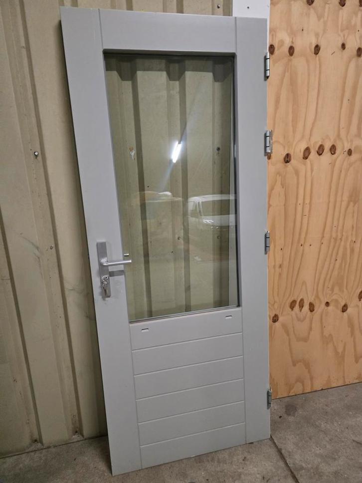 Hardhouten buitendeur/achterdeur, Doe-het-zelf en Verbouw, Deuren en Horren, Zo goed als nieuw, Buitendeur, 200 tot 215 cm, 80 tot 100 cm