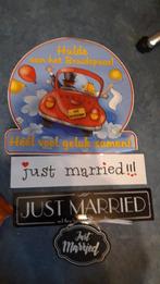 Just married, Hobby en Vrije tijd, Feestartikelen, Ophalen, Versiering, Geboorte of Huwelijk