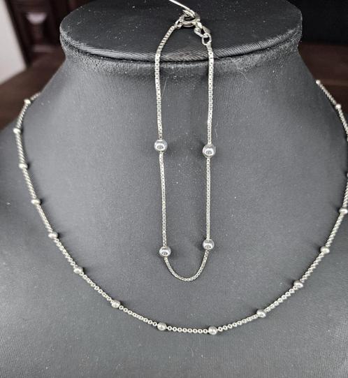 Mooie zilveren (925) BALLETJES set; KETTING en ARMBAND, Sieraden, Tassen en Uiterlijk, Kettingen, Zo goed als nieuw, Zilver, Zilver
