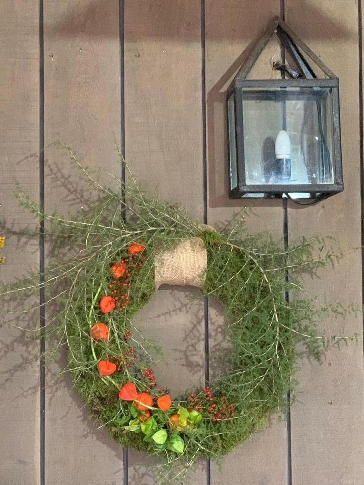 Decoratieve Krans met Lampionplantjes, Huis en Inrichting, Woonaccessoires | Kransen, Nieuw, Ophalen