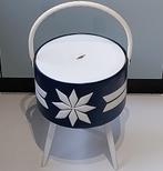 Vintage naaimand / naaitafel / opbergmand (blauw/wit), Hobby en Vrije tijd, Ophalen of Verzenden, Gebruikt, Overige typen