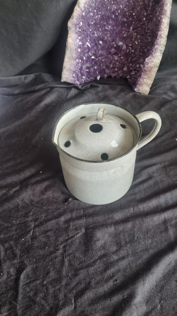 Vintage Emaille Melkkoker met Deksel, Antiek en Kunst, Antiek | Emaille, Ophalen of Verzenden