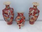 Antieke Set Satsuma Vazen Japan 1920 Porcelein Vaas, Antiek en Kunst, Ophalen of Verzenden