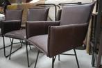4 luxe eetkamerstoelen SANNE Jess Design leer draaibaar, Ophalen, Bruin, Zo goed als nieuw, Metaal