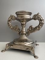 Grote bronzen en verzilverde kandelaar, Antiek en Kunst, Ophalen of Verzenden, Koper of Brons