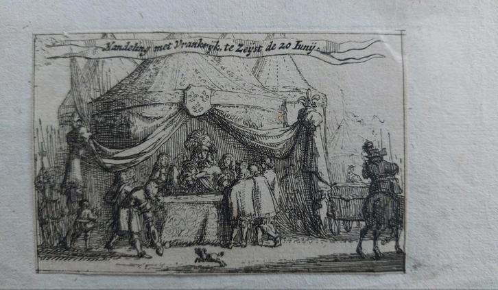 13 / Handeling met Frankrijk in Zeist op 20 juni  Gravure, Antiek en Kunst, Kunst | Etsen en Gravures, Ophalen of Verzenden