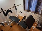 Halterbank&buikspierbank met 90 kilo gewichten en 2 stangen, Sport en Fitness, Fitnessmaterialen, Ophalen, Zo goed als nieuw, Fitnessbank