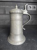 Antieke Tinnen Kan met Deksel - Gemerkt, Ophalen of Verzenden