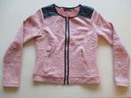 Zalm roze jasje met imitatie leren stukjes maat M, Ophalen of Verzenden, Zo goed als nieuw, Maat 38/40 (M), Roze