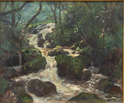 H.J. Wolter  (1873 -1952)  '' waterval te Devonshire'', Antiek en Kunst, Kunst | Schilderijen | Klassiek, Ophalen of Verzenden