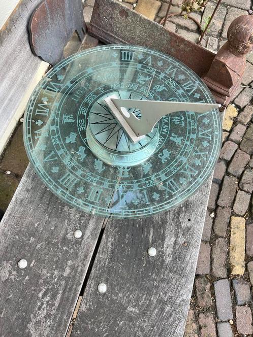 unieke gegraveerde glazen zonnewijzer, Tuin en Terras, Zonnewijzers, Gebruikt, Ophalen