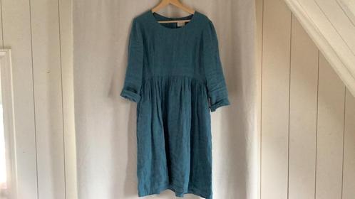 Offon linnen jurk maat M/L turquoois blauw, Kleding | Dames, Jurken, Zo goed als nieuw, Ophalen of Verzenden