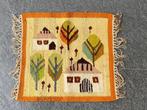 Vintage wandkleed retro kelim plat geweven boerderij bomen, Ophalen of Verzenden