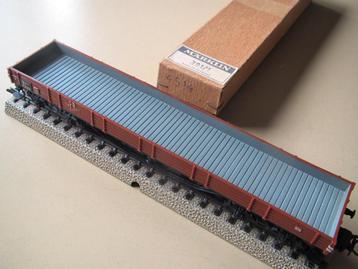 MäRKLIN H0 # 391/1 PLATTE BAKWAGEN bruin+grijs 4-assi in OVP beschikbaar voor biedingen