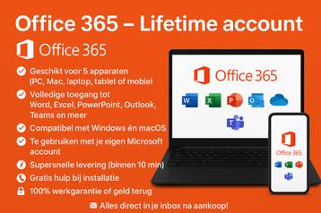 Office 365 | Lifetime | 5 Apparaten | Installatiegarantie beschikbaar voor biedingen