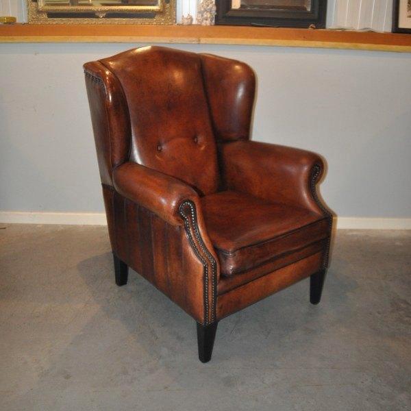 Cambridge, schapenleren oorfauteuil, Antiek en Kunst, Antiek | Meubels | Stoelen en Banken, Ophalen
