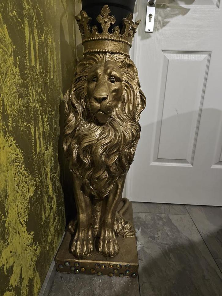 Leeuw Ornament met Vaas - Gouden Decoratie, Huis en Inrichting, Woonaccessoires | Overige, Zo goed als nieuw, Ophalen of Verzenden