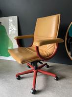 Zware leren bureaustoel | Vintage, Huis en Inrichting, Bureaustoelen, Ophalen, Gebruikt, Beige, Bureaustoel