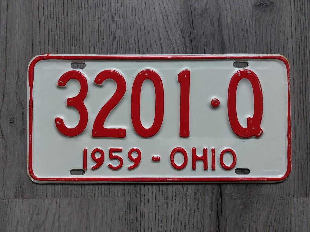 Kentekenplaat 1959 Ohio USA Nummerplaat Nummerbord, Verzamelen, Ophalen of Verzenden, Gebruikt, Auto's