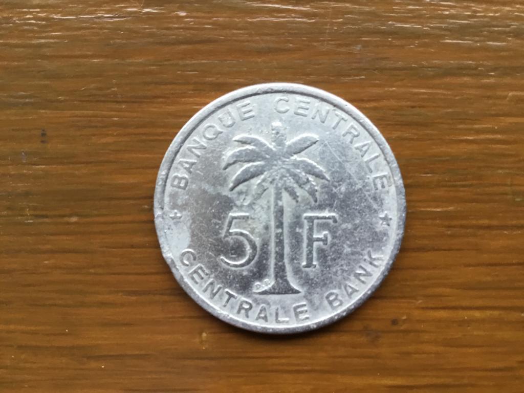 Munt Belgisch Congo 5 franc 1956, Ophalen of Verzenden, Overige landen, Losse munt