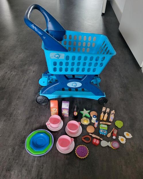 Boodschappenkarretje met boodschappen, Kinderen en Baby's, Speelgoed | Speelkeukens, Gebruikt, Speelkeuken-accessoire, Kunststof