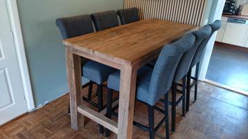 Robuuste hoge eethoek met 6 stoelen eiken beschikbaar voor biedingen