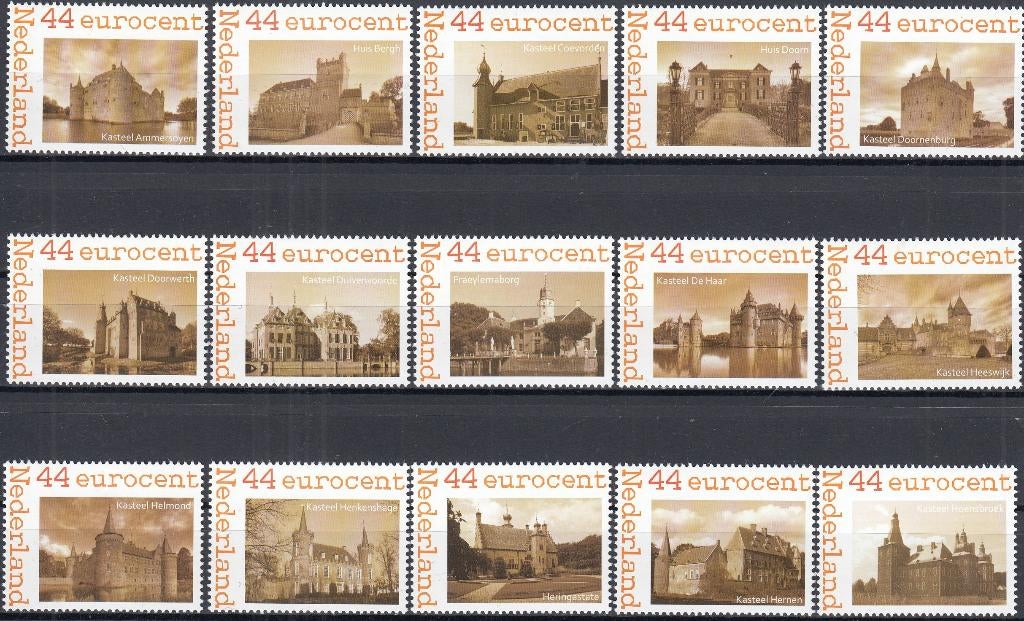 Nederland- 2009- Gebouwen- 25 x Kastelen in Nederland- P, Verzenden, Na 1940, Postfris