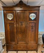 Antieke kledingkast met spiegel, Antiek en Kunst, Ophalen of Verzenden