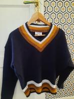 Warm Striped V-Neck Sweater – Chloé Stora (French Brand), Blauw, Zo goed als nieuw, Boven de knie, Ophalen