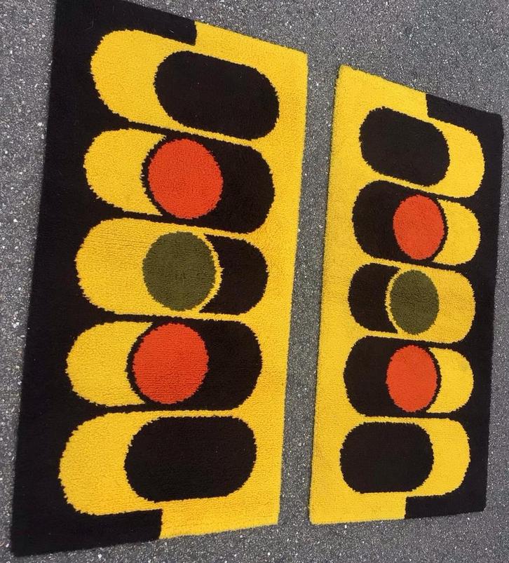 Vintage Space Age 70s Pop Art Tapijten, Caravans en Kamperen, Caravan accessoires, Gebruikt, Ophalen of Verzenden