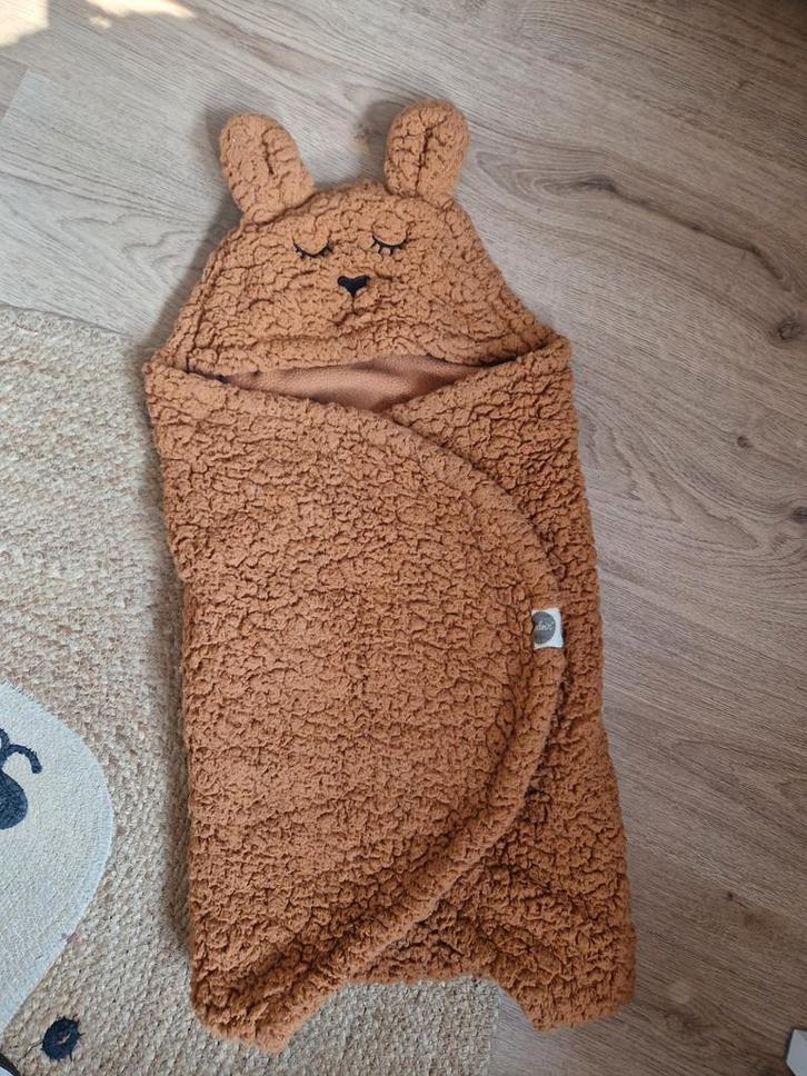 Jollein Bunny Wikkeldeken Caramel, Kinderen en Baby's, Dekens, Slaapzakjes en Inbakerproducten, Zo goed als nieuw, Bakerzak of Bakerdoek