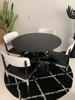 ZGAN Ringsted zwarte ronde houten eettafel 100 cm, Huis en Inrichting, Complete eetkamers, Ophalen, Zo goed als nieuw, Retro look en vintage