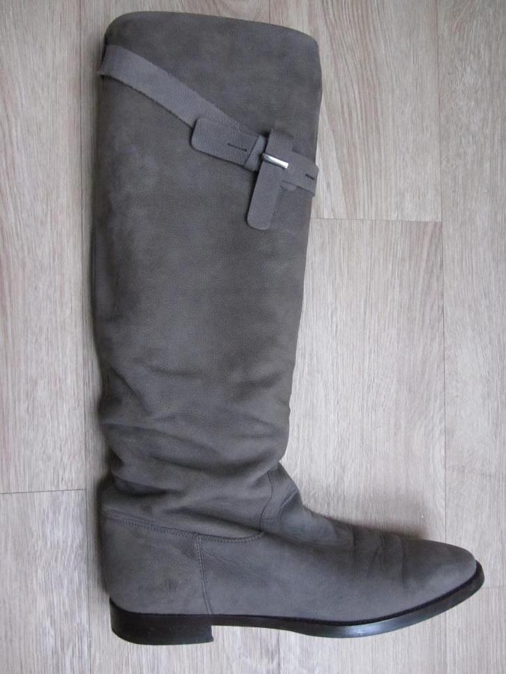 Laarzen 41, antraciet, platte hak, instap, paar x gedragen, Kleding | Dames, Schoenen, Zo goed als nieuw, Hoge laarzen, Grijs