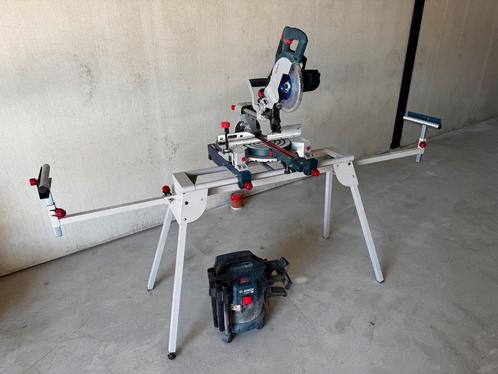 Afkortzaag Bosch GCM 18V-216 + onderstel + stofzuiger, Doe-het-zelf en Verbouw, Gereedschap | Zaagmachines, Zo goed als nieuw