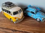 Metalen modelbusje, geel en wit vw bus en kever, Overige merken, Gebruikt, Auto, Groter dan 1:32