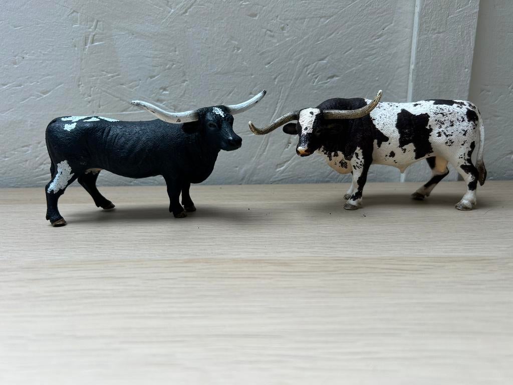 Schleich texas longhorn stieren, Ophalen of Verzenden, Zo goed als nieuw, Paard, Beeldje of Figuurtje