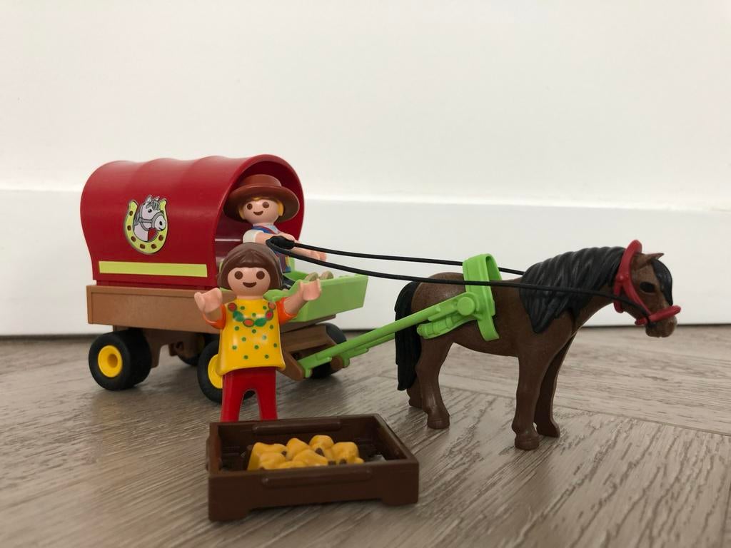Playmobil Pony met Huifkar 5228 - Compleet, Ophalen of Verzenden, Zo goed als nieuw, Jongen of Meisje