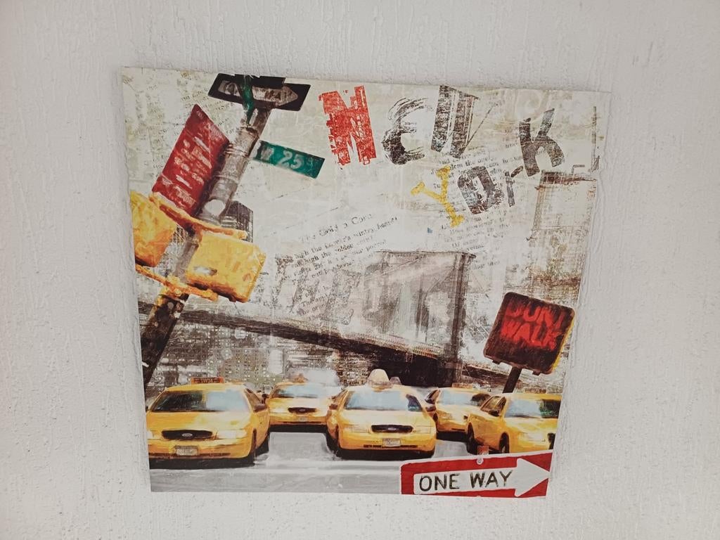 Schilderij New York 80x80 cm, Huis en Inrichting, Woonaccessoires | Schilderijen, Tekeningen en Foto's, Ophalen, Zo goed als nieuw