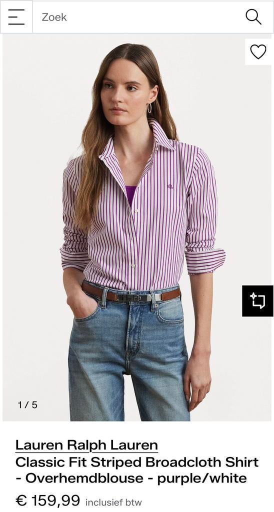 Ralph Lauren gestreepte blouse XS, Ophalen of Verzenden, Nieuw, Maat 34 (XS) of kleiner, Paars