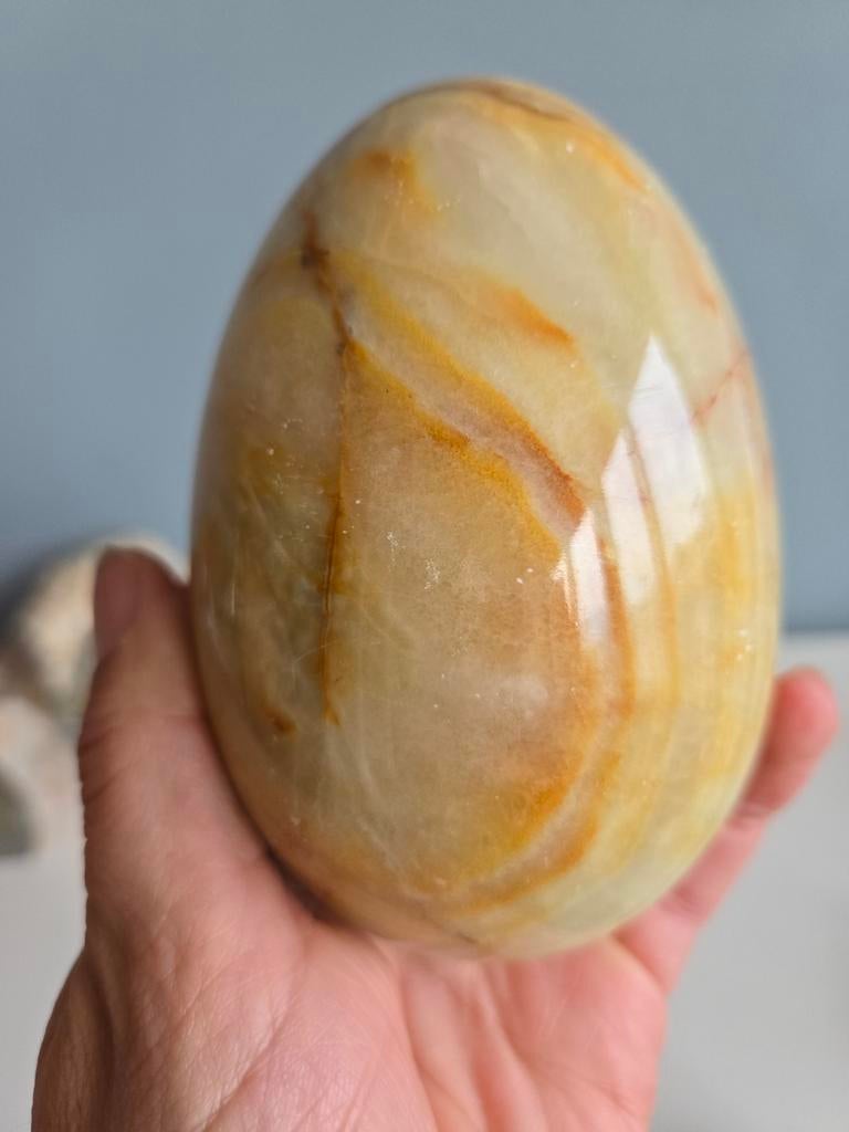 Grote onyx ei met standaard, Ophalen of Verzenden