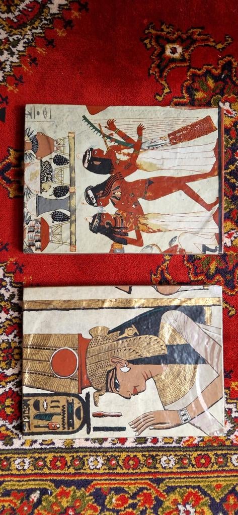 Egyptische kunst reproducties op keramiek - Set van 2, Ophalen