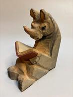 Vintage houten neushoorn boekensteun - zeer goede staat, Ophalen of Verzenden