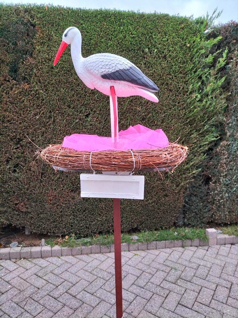 Geboorteborden “Levensechte” originele geboorte 3D ooievaar, Kinderen en Baby's, Kraamcadeaus en Geboorteborden, Nieuw, Geboortebord
